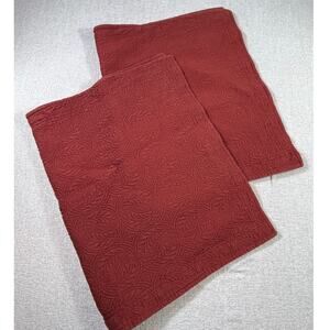 Peacock Alley Lot of 2 Red 100% Cotton Vienna Matelassé King Pillow Shams Luxury